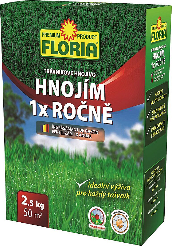 FLORIA Trávníkové hnojivo HNOJÍM 1x ROČNĚ 2,5 kg