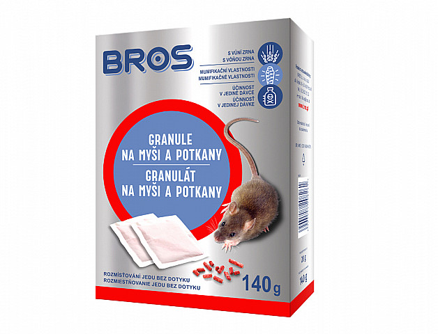 Rodenticid BROS granule na myši a potkany 7x20g