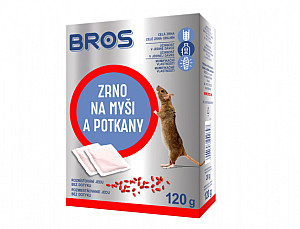 Rodenticid BROS zrno na myši a potkany 6x20g